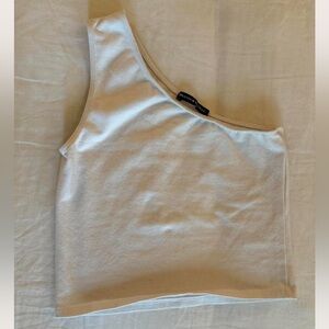 Brandy Melville White One-Shoulder Crop Top Tank